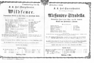 Theaterzettel (Oper und Burgtheater in Wien) 18661025 Seite: 1