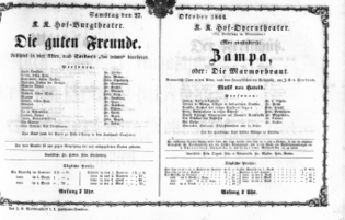 Theaterzettel (Oper und Burgtheater in Wien) 18661027 Seite: 1