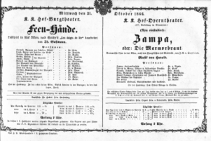 Theaterzettel (Oper und Burgtheater in Wien) 18661031 Seite: 1