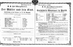 Theaterzettel (Oper und Burgtheater in Wien) 18661102 Seite: 1