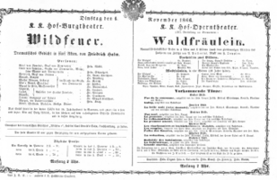 Theaterzettel (Oper und Burgtheater in Wien) 18661106 Seite: 1