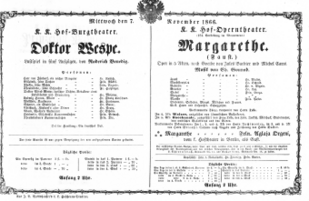 Theaterzettel (Oper und Burgtheater in Wien) 18661107 Seite: 1