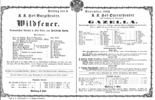 Theaterzettel (Oper und Burgtheater in Wien) 18661109 Seite: 1