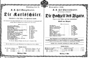 Theaterzettel (Oper und Burgtheater in Wien) 18661111 Seite: 1