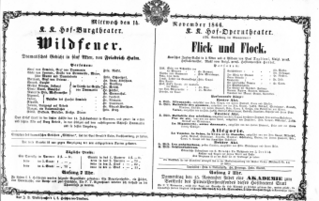 Theaterzettel (Oper und Burgtheater in Wien) 18661114 Seite: 1