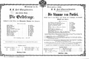Theaterzettel (Oper und Burgtheater in Wien) 18661121 Seite: 1