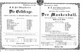 Theaterzettel (Oper und Burgtheater in Wien) 18661125 Seite: 1