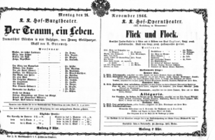 Theaterzettel (Oper und Burgtheater in Wien) 18661126 Seite: 1