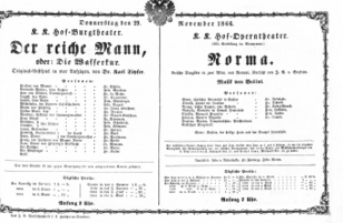 Theaterzettel (Oper und Burgtheater in Wien) 18661129 Seite: 1