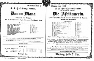 Theaterzettel (Oper und Burgtheater in Wien) 18661205 Seite: 1