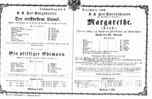 Theaterzettel (Oper und Burgtheater in Wien) 18661206 Seite: 1