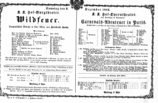 Theaterzettel (Oper und Burgtheater in Wien) 18661209 Seite: 1