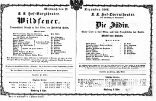 Theaterzettel (Oper und Burgtheater in Wien) 18661212 Seite: 1