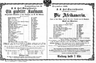 Theaterzettel (Oper und Burgtheater in Wien) 18661213 Seite: 1