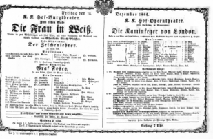Theaterzettel (Oper und Burgtheater in Wien) 18661214 Seite: 1