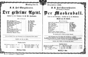 Theaterzettel (Oper und Burgtheater in Wien) 18661217 Seite: 1
