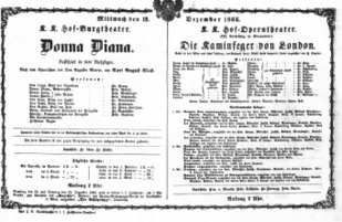 Theaterzettel (Oper und Burgtheater in Wien) 18661219 Seite: 1