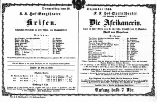 Theaterzettel (Oper und Burgtheater in Wien) 18661220 Seite: 1