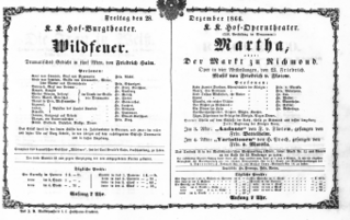 Theaterzettel (Oper und Burgtheater in Wien) 18661228 Seite: 1