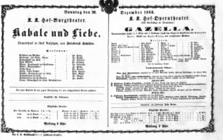 Theaterzettel (Oper und Burgtheater in Wien) 18661230 Seite: 1