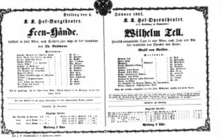 Theaterzettel (Oper und Burgtheater in Wien) 18670104 Seite: 1