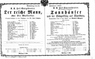 Theaterzettel (Oper und Burgtheater in Wien) 18670106 Seite: 1