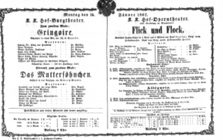 Theaterzettel (Oper und Burgtheater in Wien) 18670114 Seite: 1