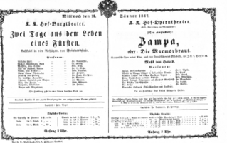 Theaterzettel (Oper und Burgtheater in Wien) 18670116 Seite: 1