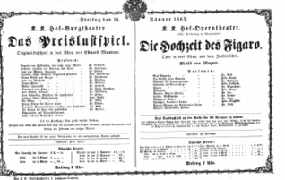 Theaterzettel (Oper und Burgtheater in Wien) 18670118 Seite: 1