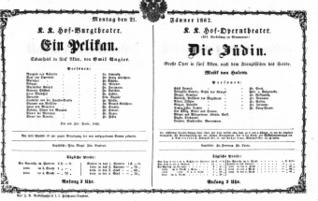 Theaterzettel (Oper und Burgtheater in Wien) 18670121 Seite: 1