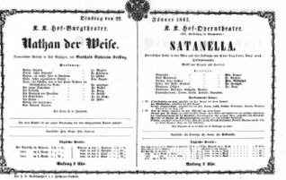 Theaterzettel (Oper und Burgtheater in Wien) 18670122 Seite: 1
