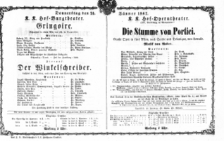 Theaterzettel (Oper und Burgtheater in Wien) 18670124 Seite: 1