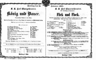 Theaterzettel (Oper und Burgtheater in Wien) 18670125 Seite: 1