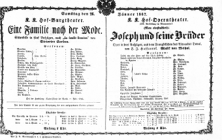 Theaterzettel (Oper und Burgtheater in Wien) 18670126 Seite: 1