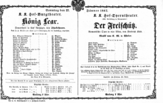 Theaterzettel (Oper und Burgtheater in Wien) 18670127 Seite: 1