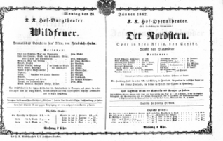 Theaterzettel (Oper und Burgtheater in Wien) 18670128 Seite: 1