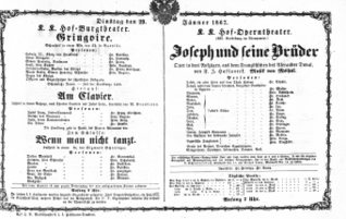 Theaterzettel (Oper und Burgtheater in Wien) 18670129 Seite: 1