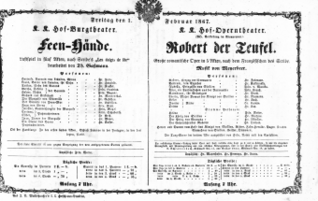Theaterzettel (Oper und Burgtheater in Wien) 18670201 Seite: 1
