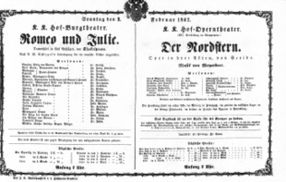 Theaterzettel (Oper und Burgtheater in Wien) 18670203 Seite: 1