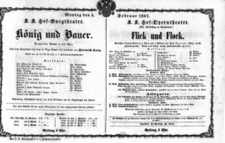 Theaterzettel (Oper und Burgtheater in Wien) 18670204 Seite: 1