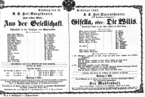 Theaterzettel (Oper und Burgtheater in Wien) 18670212 Seite: 1