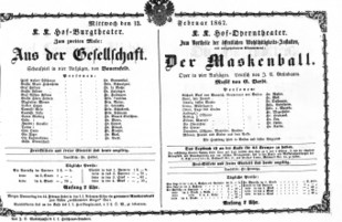 Theaterzettel (Oper und Burgtheater in Wien) 18670213 Seite: 1