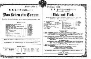 Theaterzettel (Oper und Burgtheater in Wien) 18670215 Seite: 1