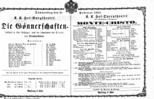 Theaterzettel (Oper und Burgtheater in Wien) 18670221 Seite: 1
