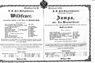 Theaterzettel (Oper und Burgtheater in Wien) 18670223 Seite: 1