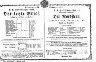 Theaterzettel (Oper und Burgtheater in Wien) 18670226 Seite: 1