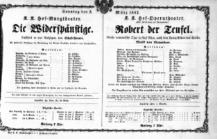 Theaterzettel (Oper und Burgtheater in Wien) 18670303 Seite: 1
