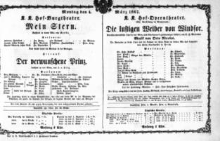 Theaterzettel (Oper und Burgtheater in Wien) 18670304 Seite: 1