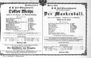 Theaterzettel (Oper und Burgtheater in Wien) 18670309 Seite: 1