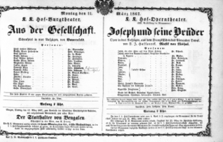 Theaterzettel (Oper und Burgtheater in Wien) 18670311 Seite: 1